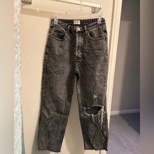 Simple Society black/grey high waisted button fly boyfriend ripped jeans